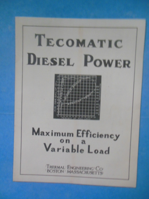 Image for Tecomatic Diesel Power Maximum Efficiency on a Variable Load (1936 Thermal Engineering Co.)