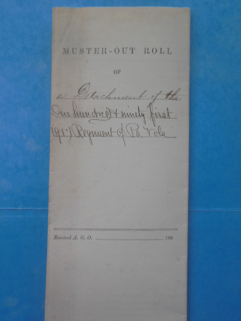 Image for One Hundred Ninety-First Pennsylvania Volunteers Muster-Out Roll (1864)