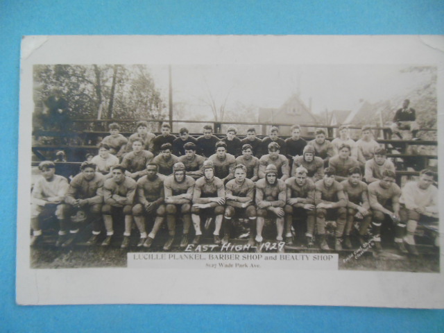 Image for Real Photo Postcard East High School Football Team, Cleveland, 1929 (Most players names on back)