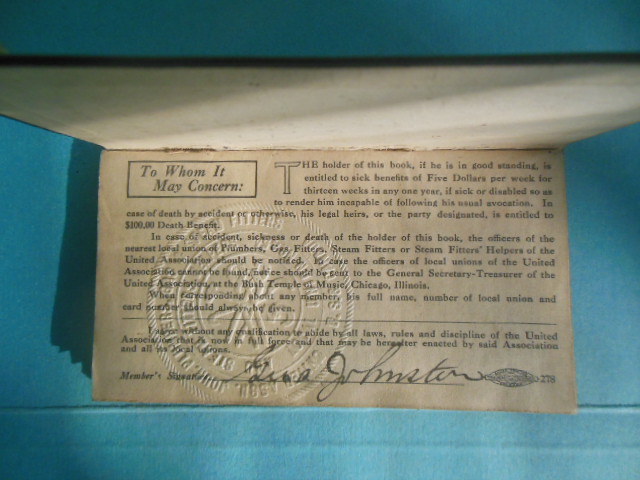 Image for Union Dues Book: Association of Plumbers and Steam Fitters of the United States and Canada (1913)