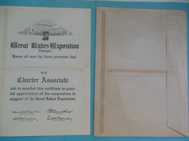 Image for Great Lakes Exposition Cleveland Charter Associate Certificate (1936-37)
