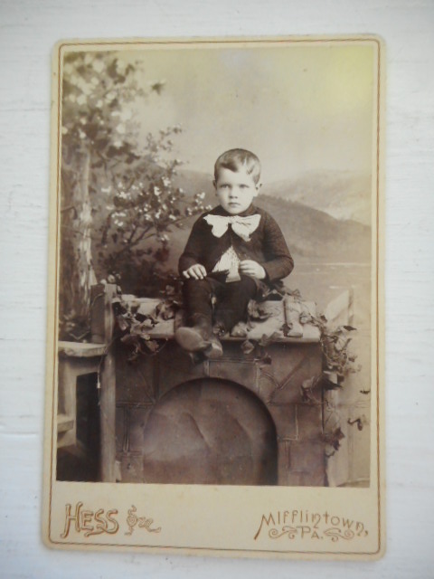 Image for Serious Little Boy, John T. Leonard Sitting on a Pretend Fireplace, 1891