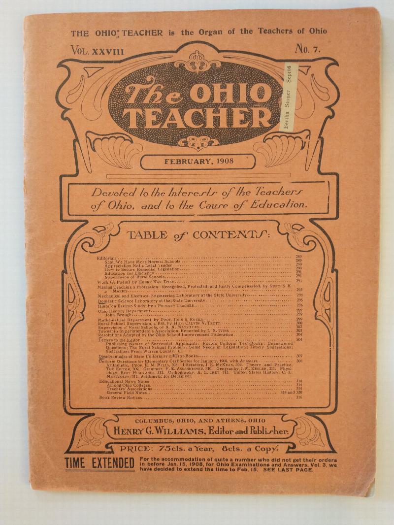 Image for THE OHIO TEACHER   [ FEB 1908 ]