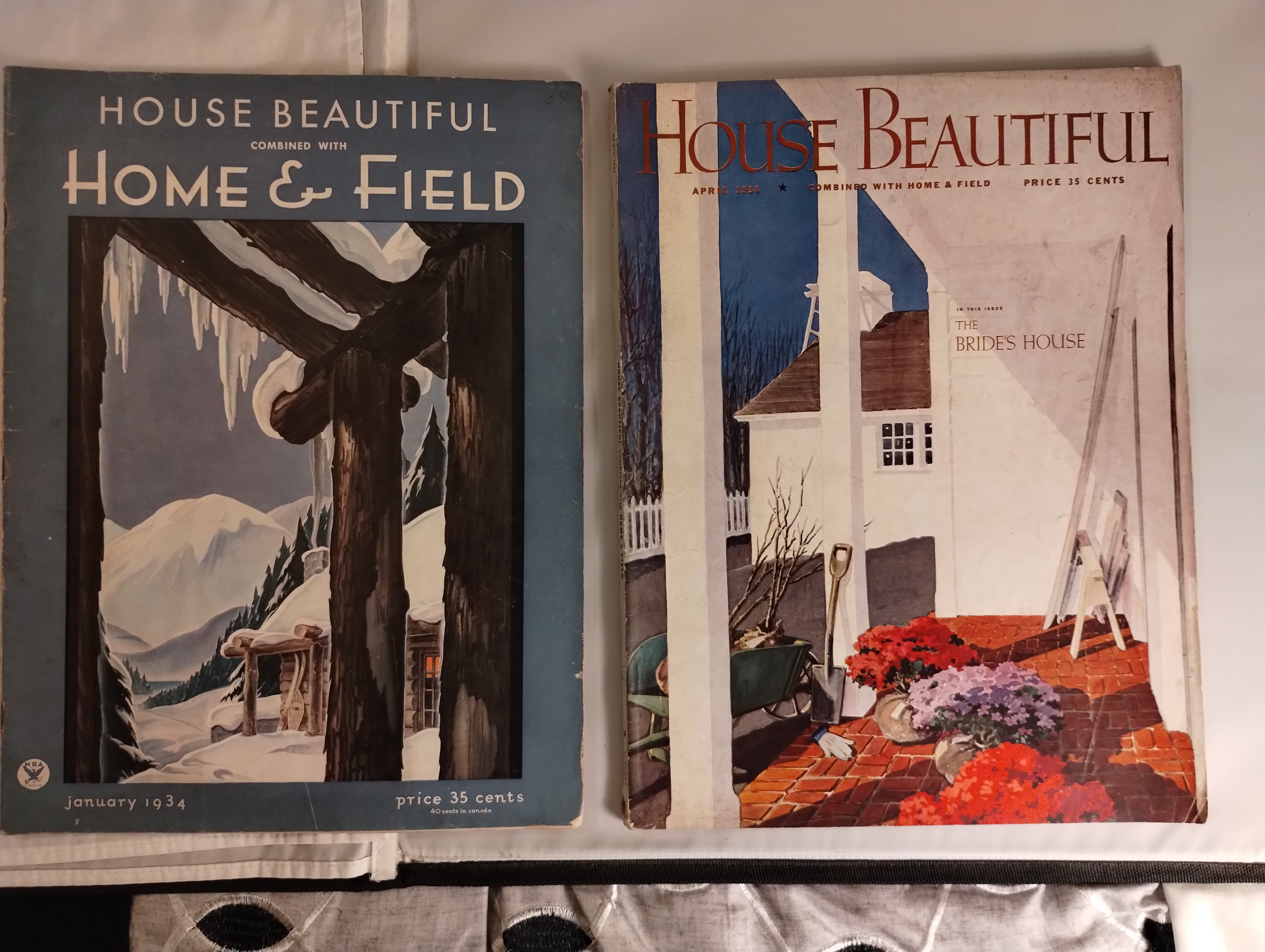 HOUSE BEAUTIFUL COMBINED WITH HOME AND FIELD MAGAZINE [ TWO ISSUES JAN34 , APRIL 36 ]