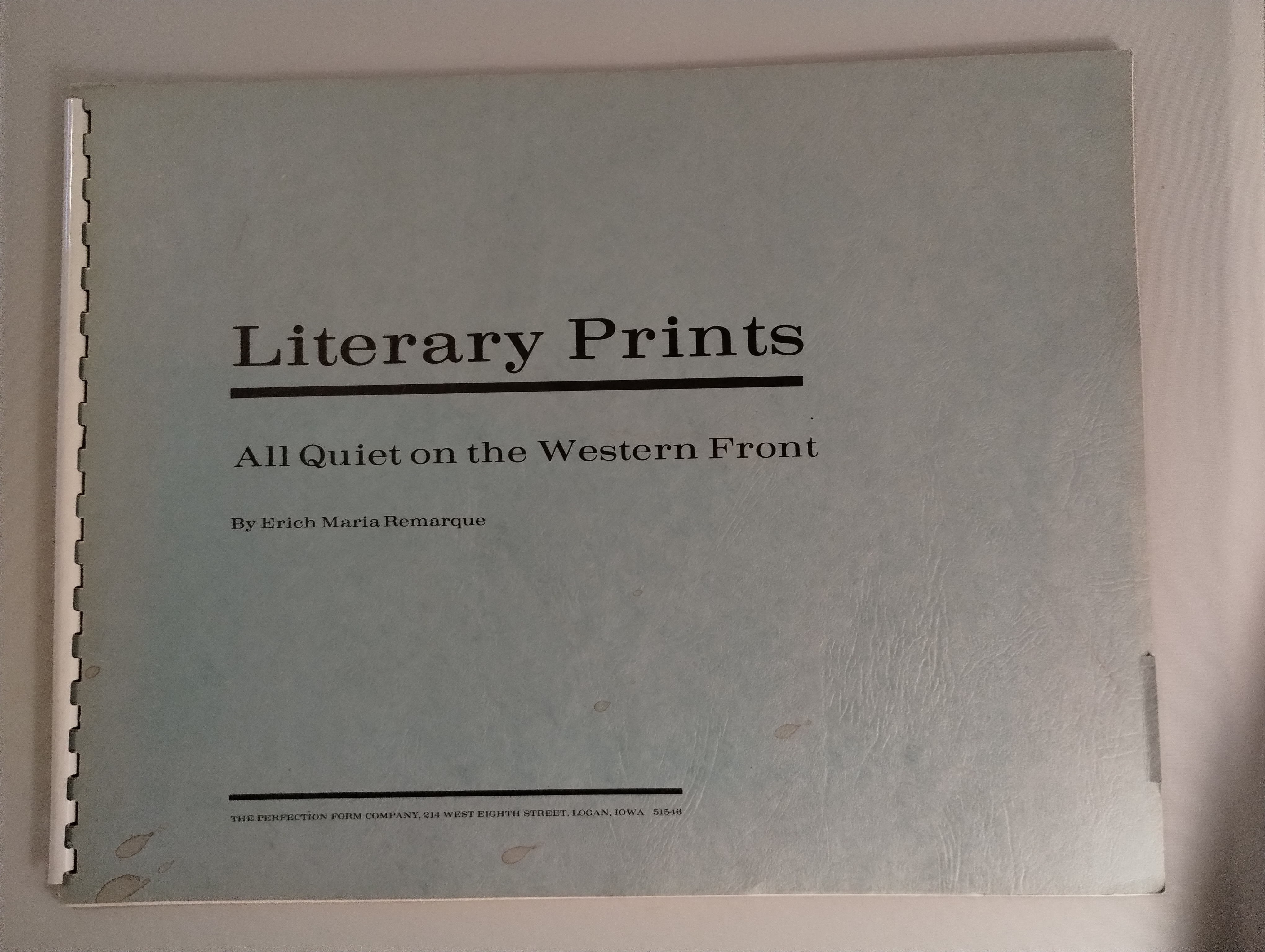 LITERARY PRINTS ALL QUIET ON THE WESTERN FRONT
